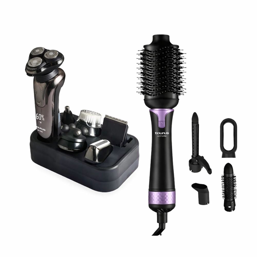 CEPILLO MOLDEADOR TAURUS 5 EN 1 AIR STYLE PRO + AFEITADOR TAURUS 9 EN 1 JETPRO